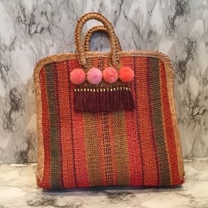 Large tassel and Pom beach bag